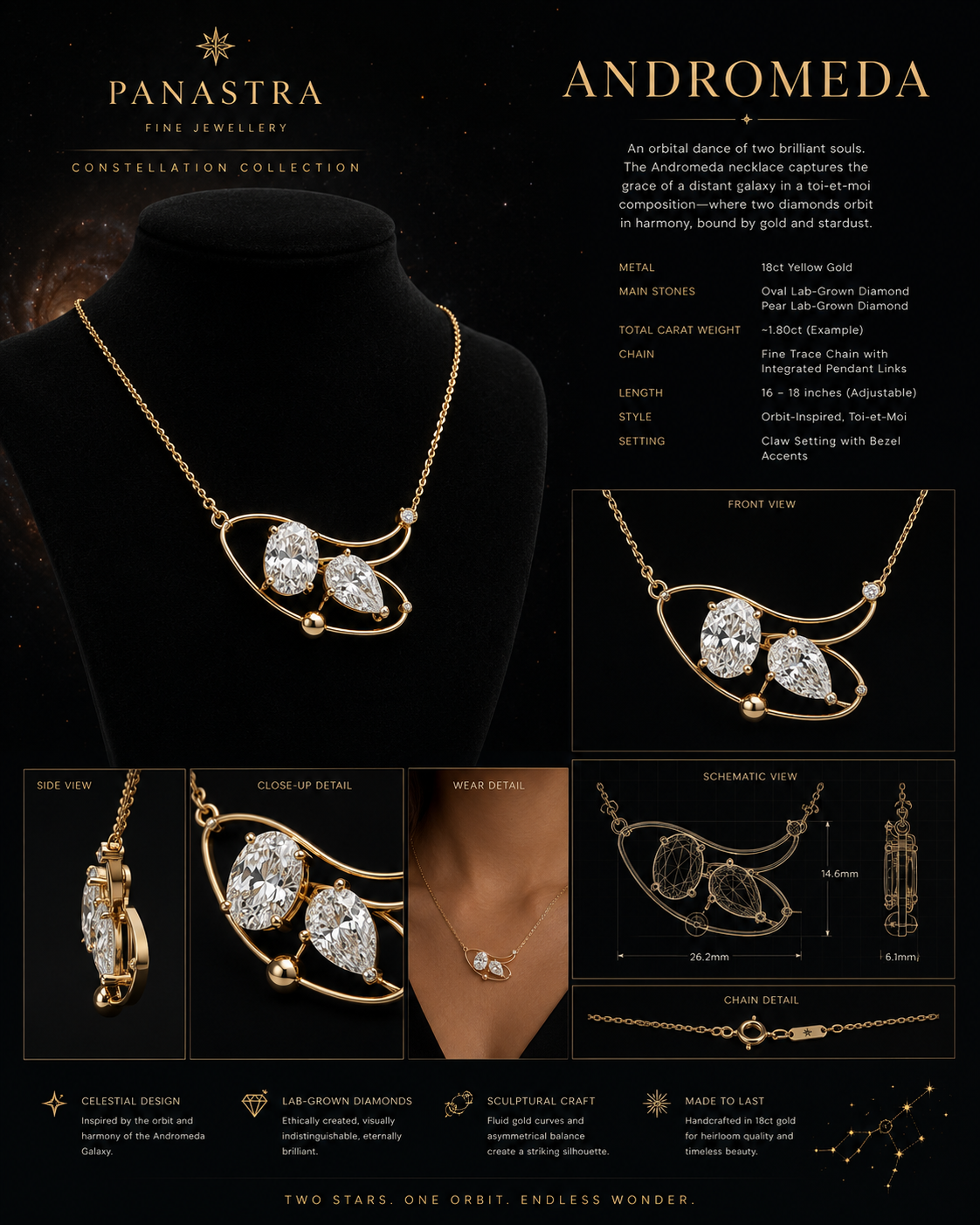 Twin-Stone Pendant Necklace — studio hero view