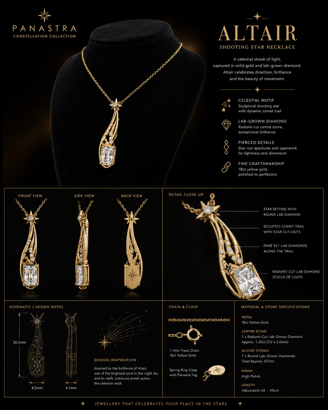 Altair Shooting Star Necklace — studio hero view