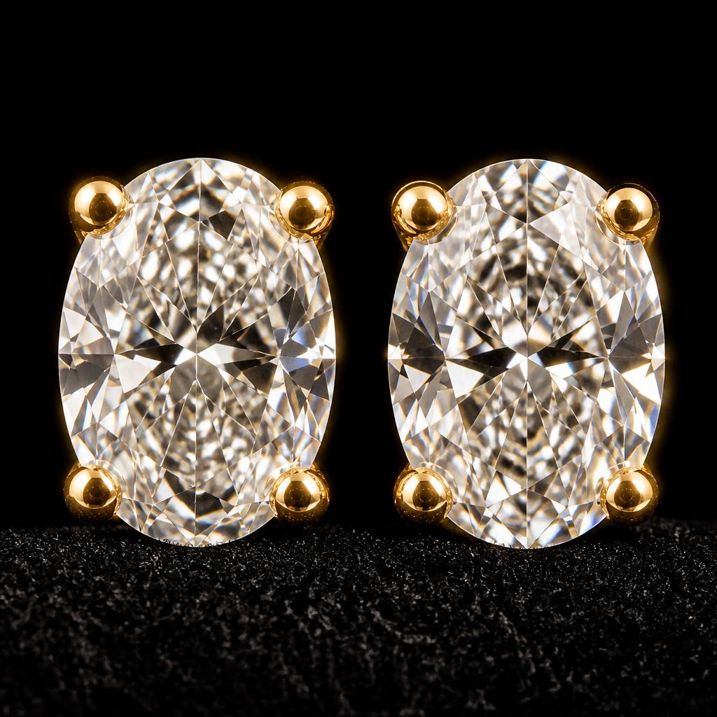 Astra Oval Diamond Studs — studio hero view