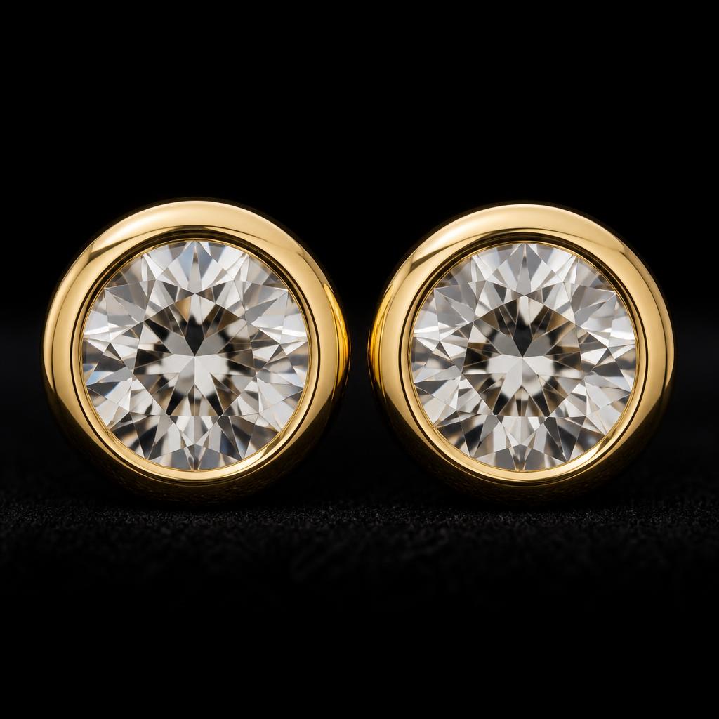 Orbit Bezel Diamond Studs — studio hero view
