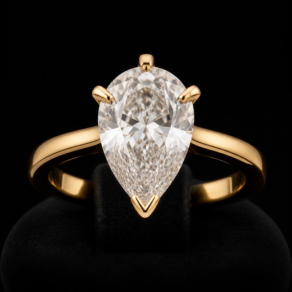 Celeste Pear Solitaire — studio hero view