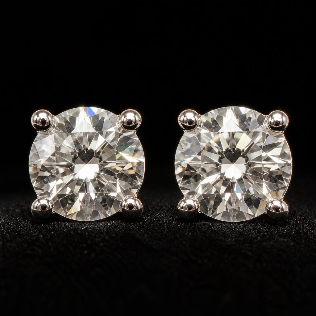 Astra Round Diamond Studs — studio hero view