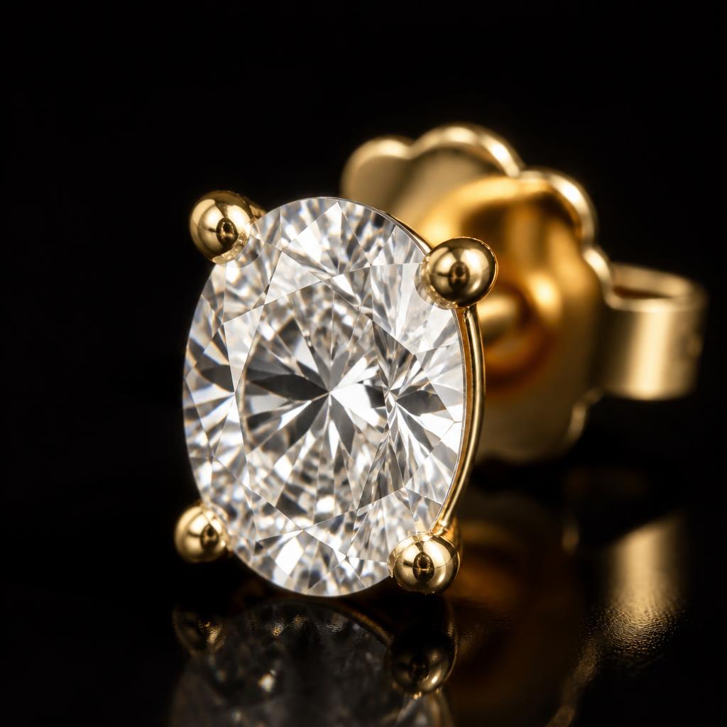 Astra Oval Diamond Studs — Macro view, 1.50ct / Oval / 18ct Yellow Gold / Stud