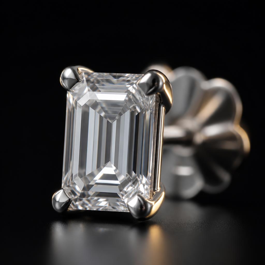 Arc Emerald Diamond Studs — Macro view, 1.50ct / Emerald / 18ct White Gold / Stud
