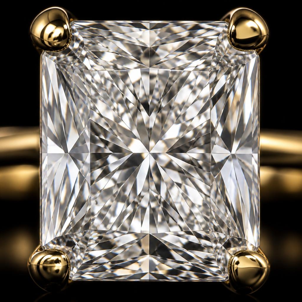 Vela Radiant Solitaire — Macro view, 1.50ct / Radiant / 18ct Yellow Gold / Solitaire