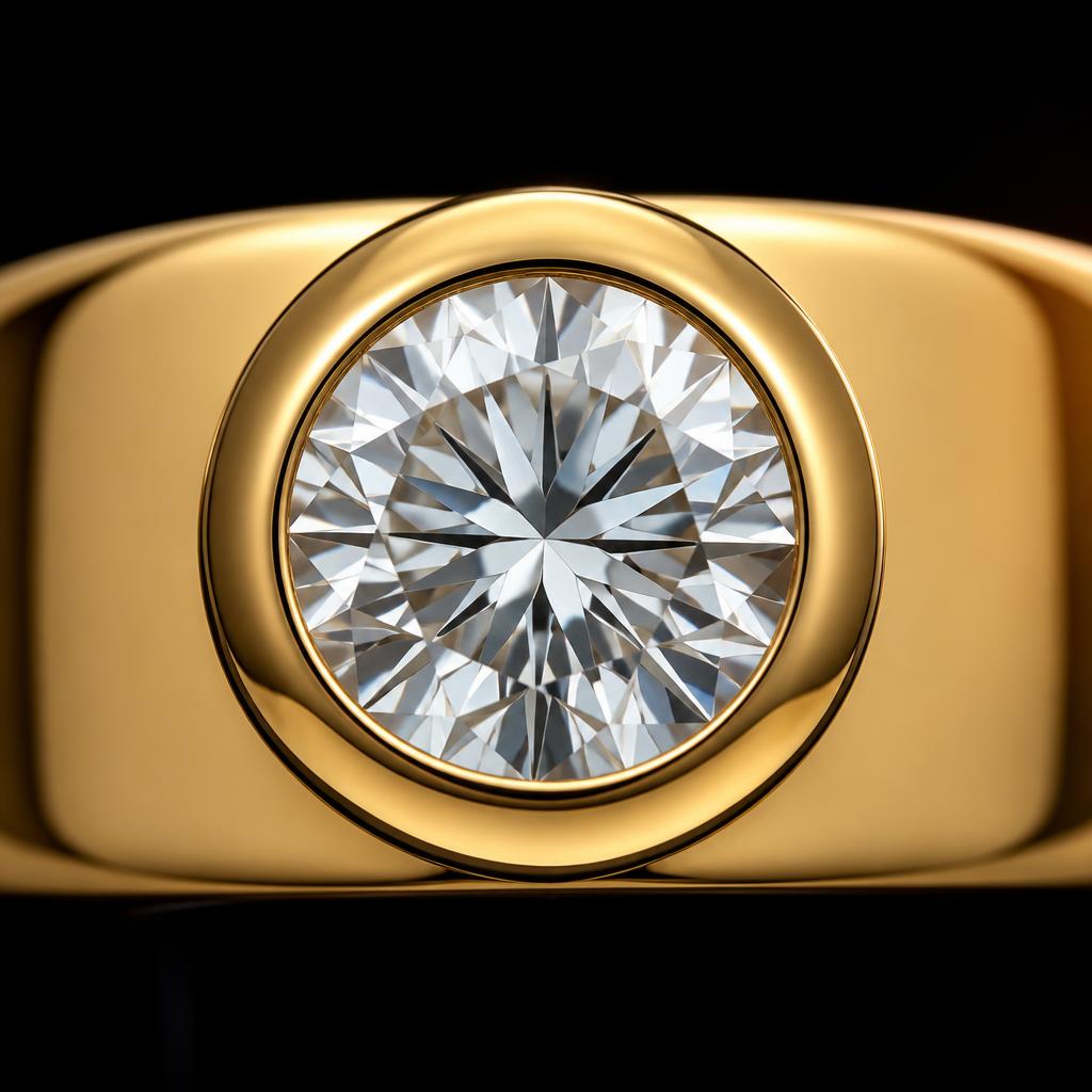 Solis Round Bezel — Macro view, 1.50ct / Round / 18ct Yellow Gold / Bezel