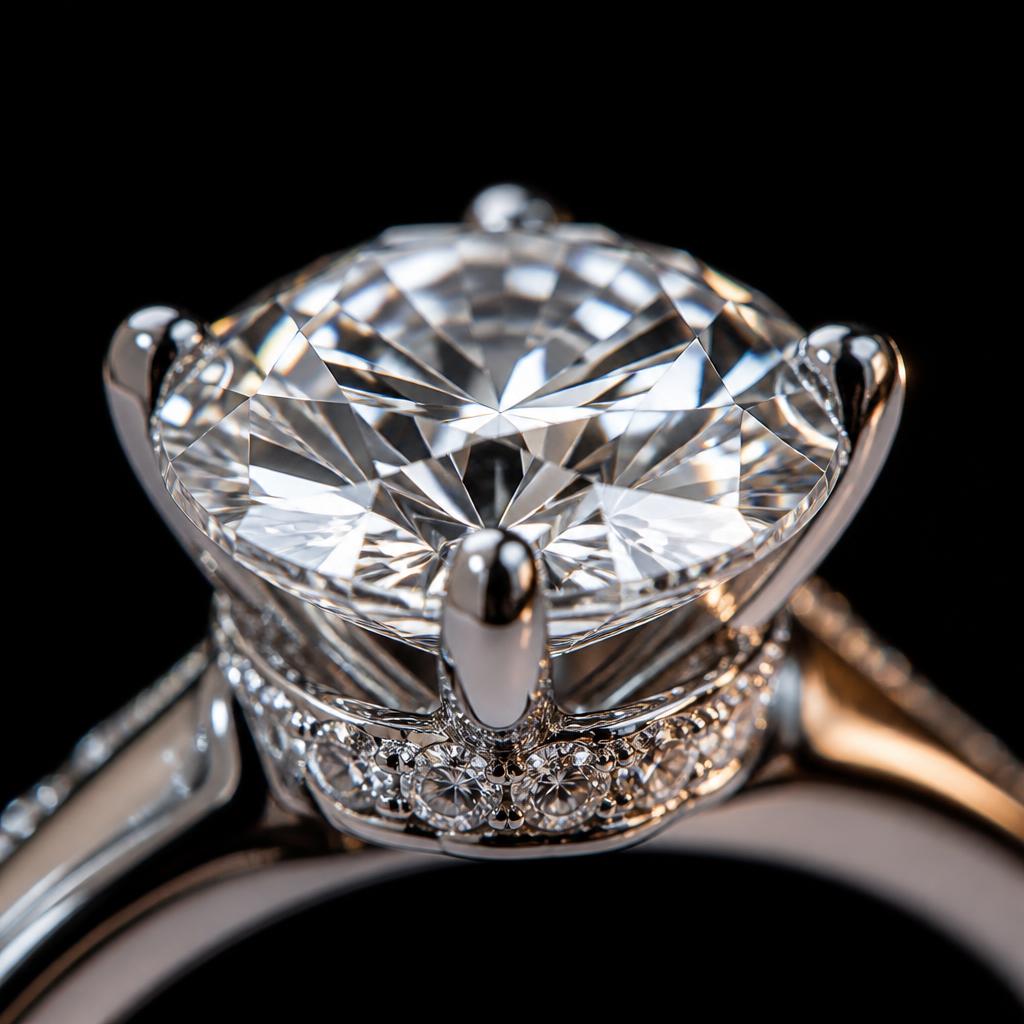 Nocturne Round Hidden Halo — Macro view, 1.50ct / Round / Platinum 950 / Hidden Halo