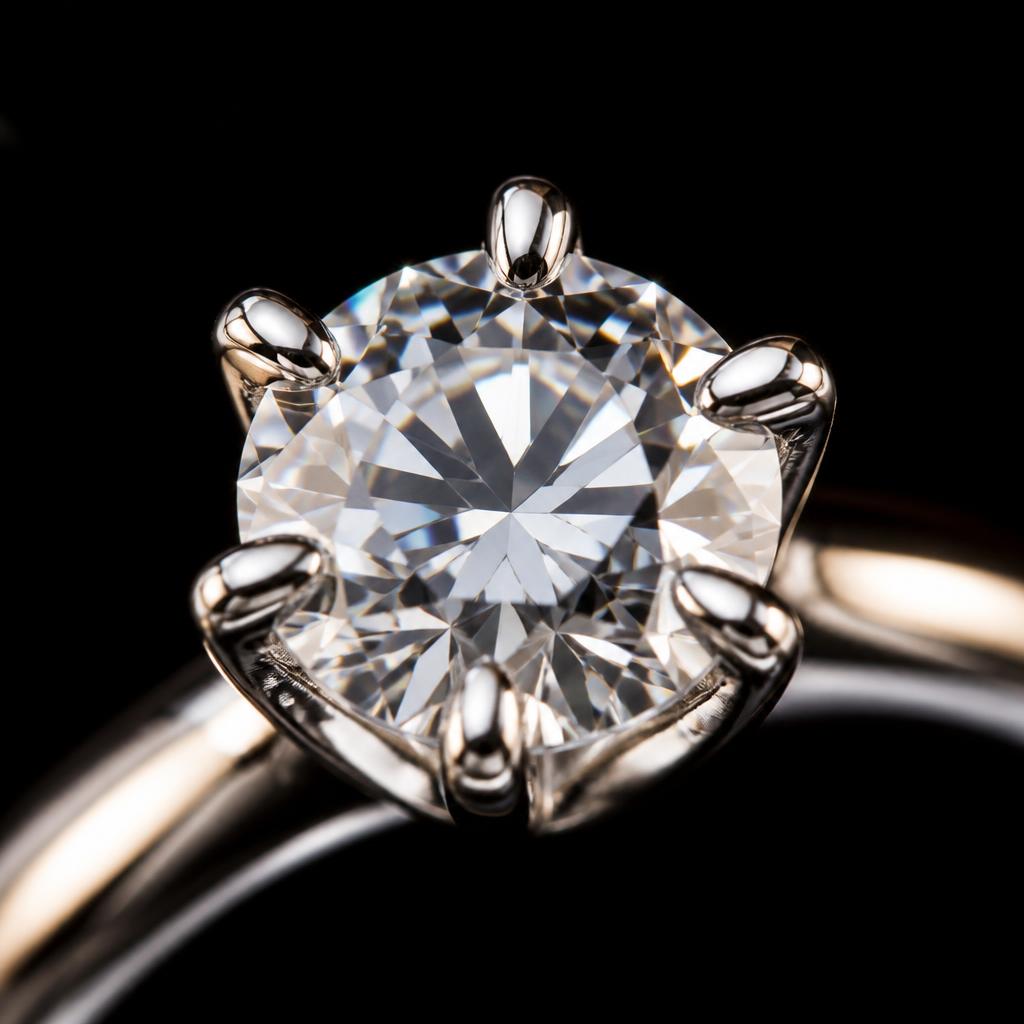 Solis Round Six-Prong — Macro view, 1.50ct / Round / Platinum 950 / Six-Prong Solitaire