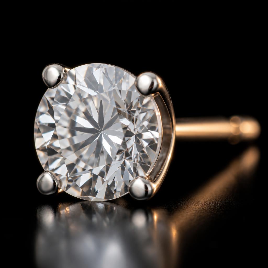 Astra Round Diamond Studs — Macro view, 1.50ct / Round / 18ct White Gold / Stud