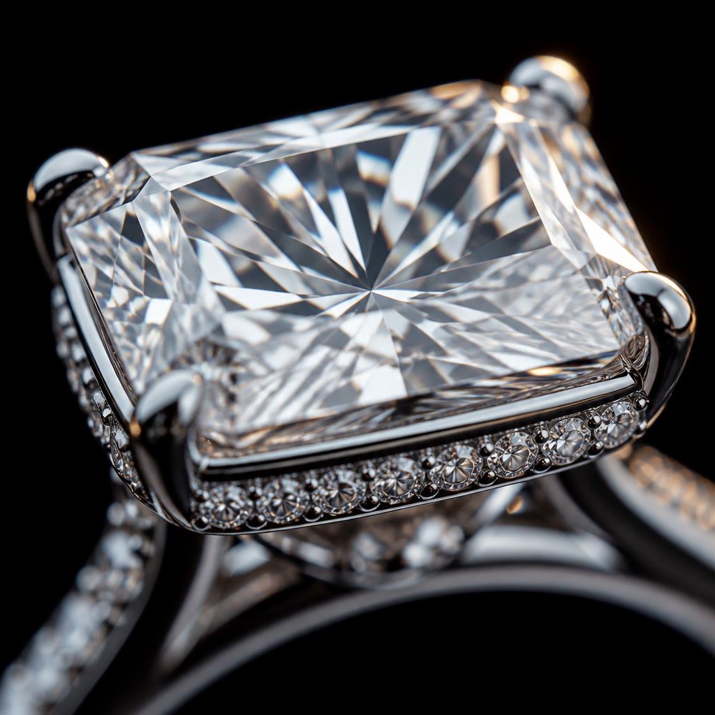 Vela Radiant Hidden Halo — Macro view, 1.50ct / Radiant / Platinum 950 / Hidden Halo