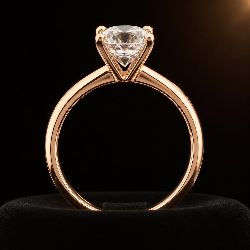 Élan Cushion Solitaire — Profile view, 1.50ct / Cushion / 18ct Rose Gold / Solitaire