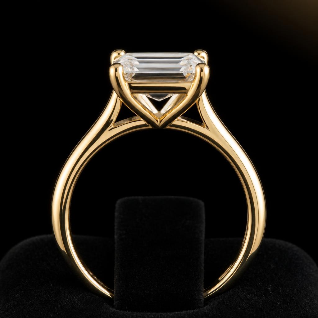 Arc Emerald Solitaire — Profile view, 1.50ct / Emerald / 18ct Yellow Gold / Solitaire