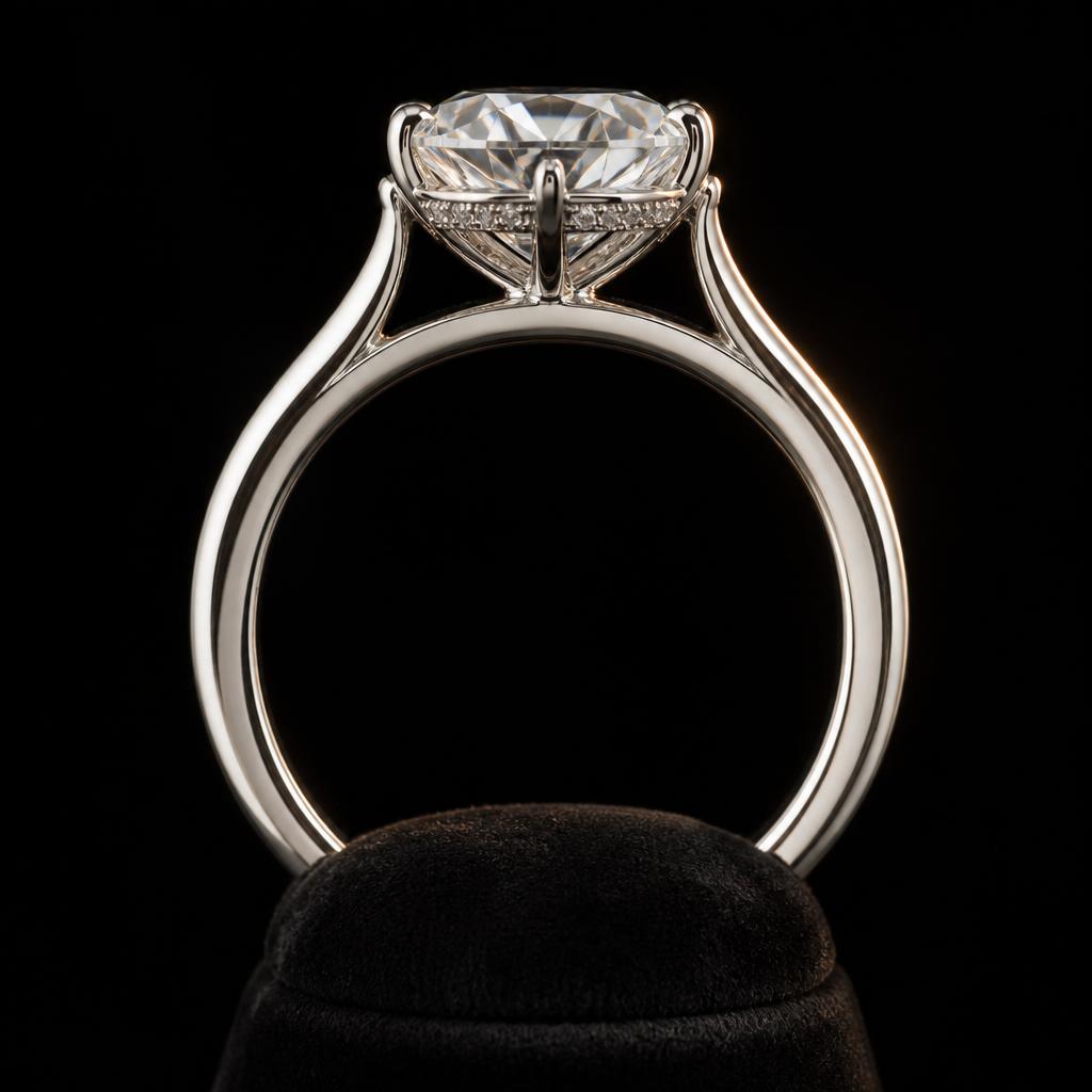 Nocturne Round Hidden Halo — Profile view, 1.50ct / Round / Platinum 950 / Hidden Halo