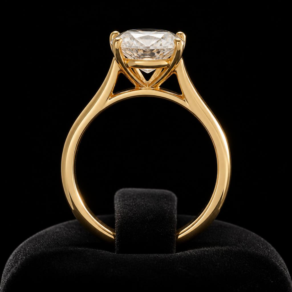 Astra Oval Solitaire — Profile view, 1.50ct / Oval / 18ct Yellow Gold / Cathedral Solitaire