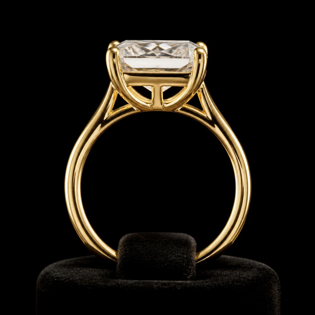 Vela Radiant Solitaire — Profile view, 1.50ct / Radiant / 18ct Yellow Gold / Solitaire
