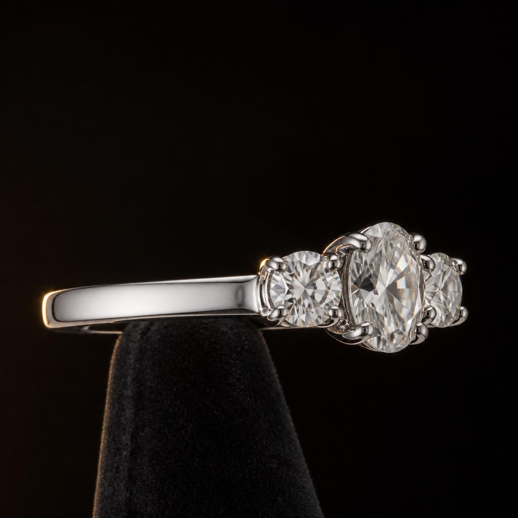 Tria Round Trilogy — Profile view, 3.50ct / Round / Platinum 950 / Trilogy