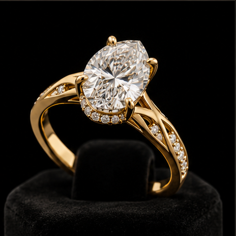 Lyra — Pear Hidden Halo Meteor Band — Three-quarter