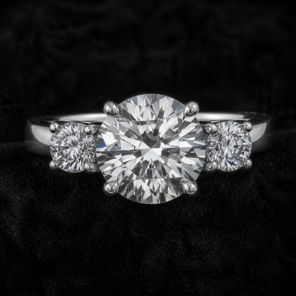 Tria Round Trilogy — Top view, 3.50ct / Round / Platinum 950 / Trilogy
