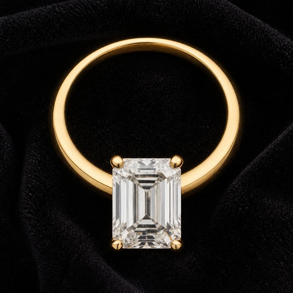 Arc Emerald Solitaire — Top view, 1.50ct / Emerald / 18ct Yellow Gold / Solitaire