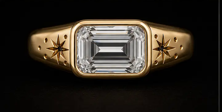 Vega — East-West Emerald Astral Bezel — Top