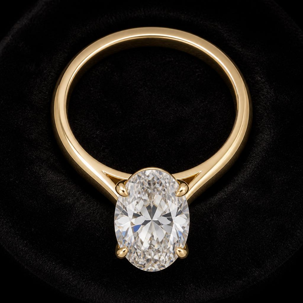 Astra Oval Solitaire — Top view, 1.50ct / Oval / 18ct Yellow Gold / Cathedral Solitaire