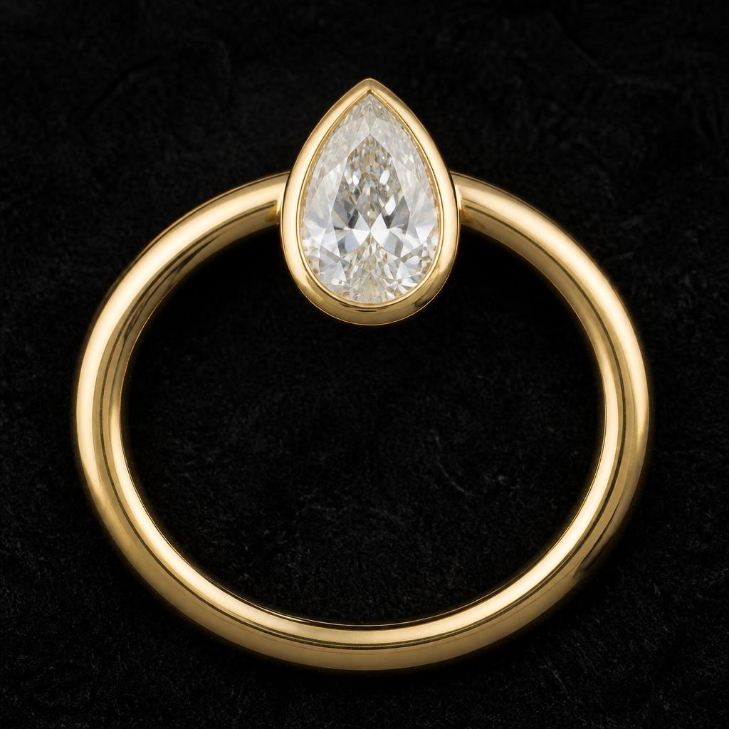 Celeste Pear Bezel — Top view, 1.50ct / Pear / 18ct Yellow Gold / Bezel