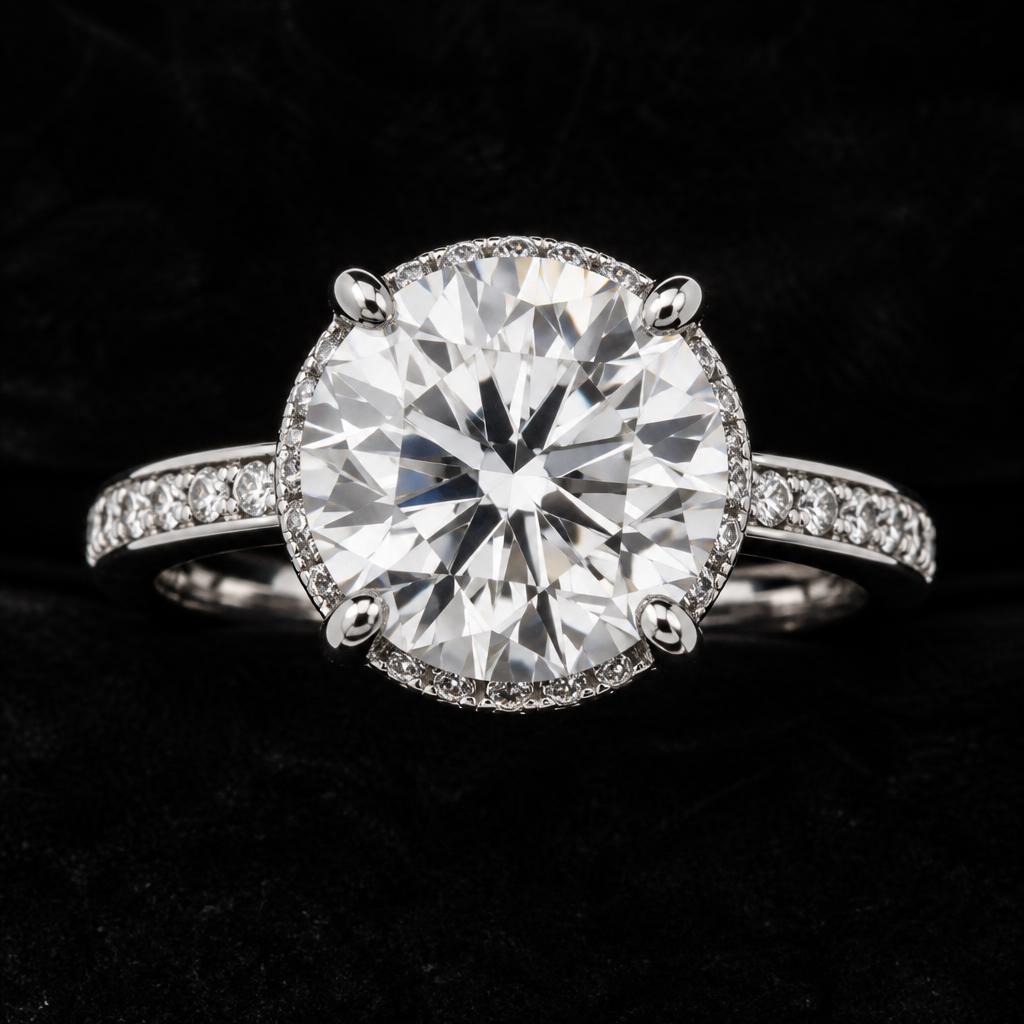 Nocturne Round Hidden Halo — Top view, 1.50ct / Round / Platinum 950 / Hidden Halo
