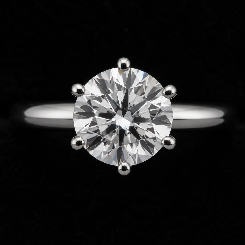 Solis Round Six-Prong — Top view, 1.50ct / Round / Platinum 950 / Six-Prong Solitaire