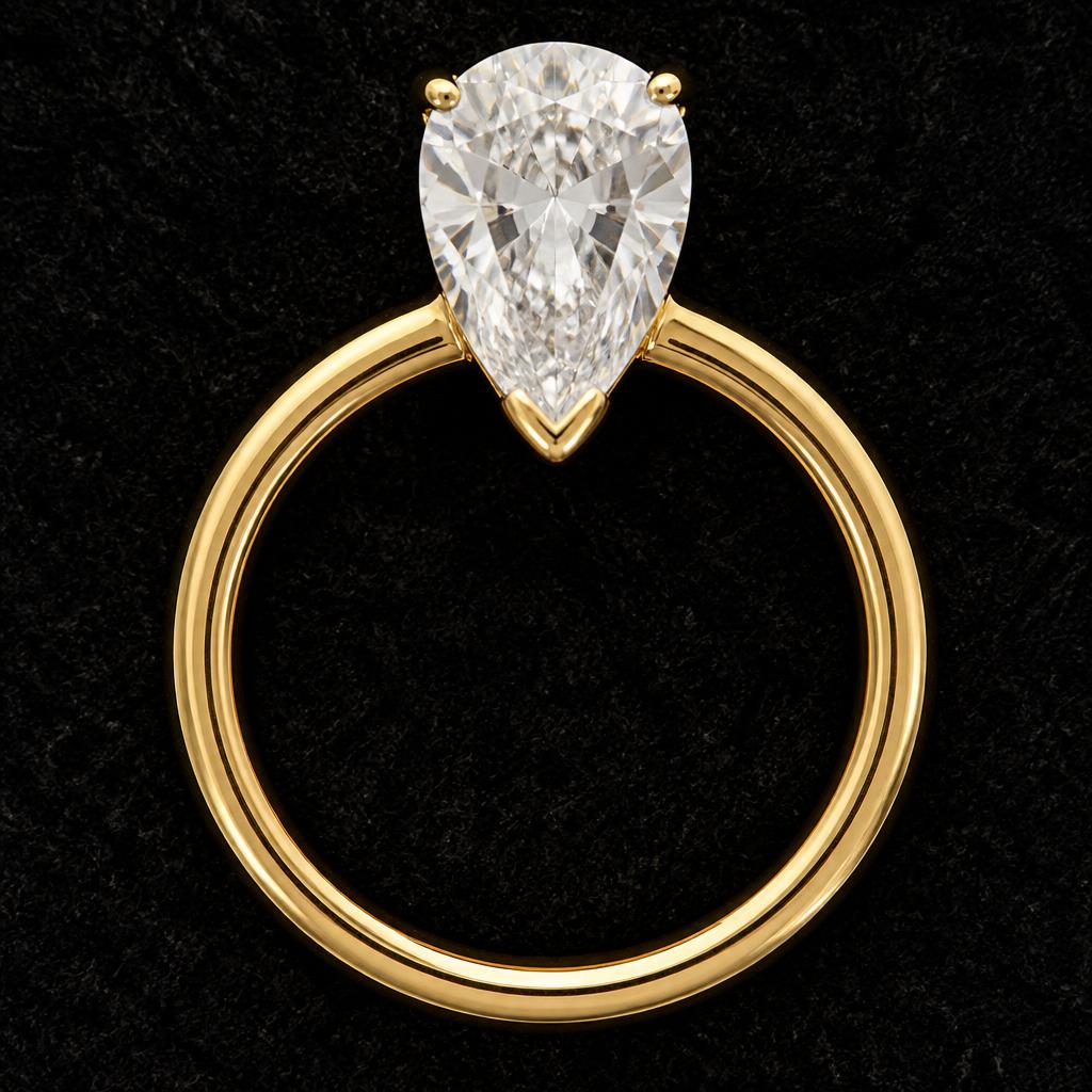 Celeste Pear Solitaire — Top view, 1.50ct / Pear / 18ct Yellow Gold / Solitaire
