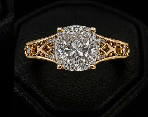 Cassiopeia — Cushion Celestial Split-Shank Halo — Top