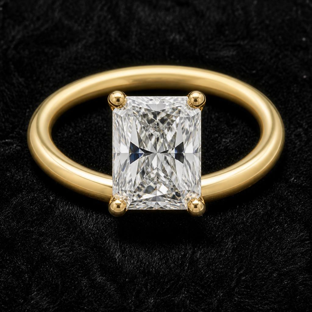 Vela Radiant Solitaire — Top view, 1.50ct / Radiant / 18ct Yellow Gold / Solitaire