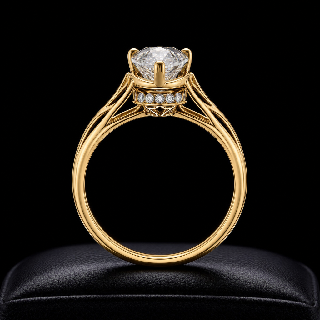 Lyra — Pear Hidden Halo Meteor Band — approved design render, profile view