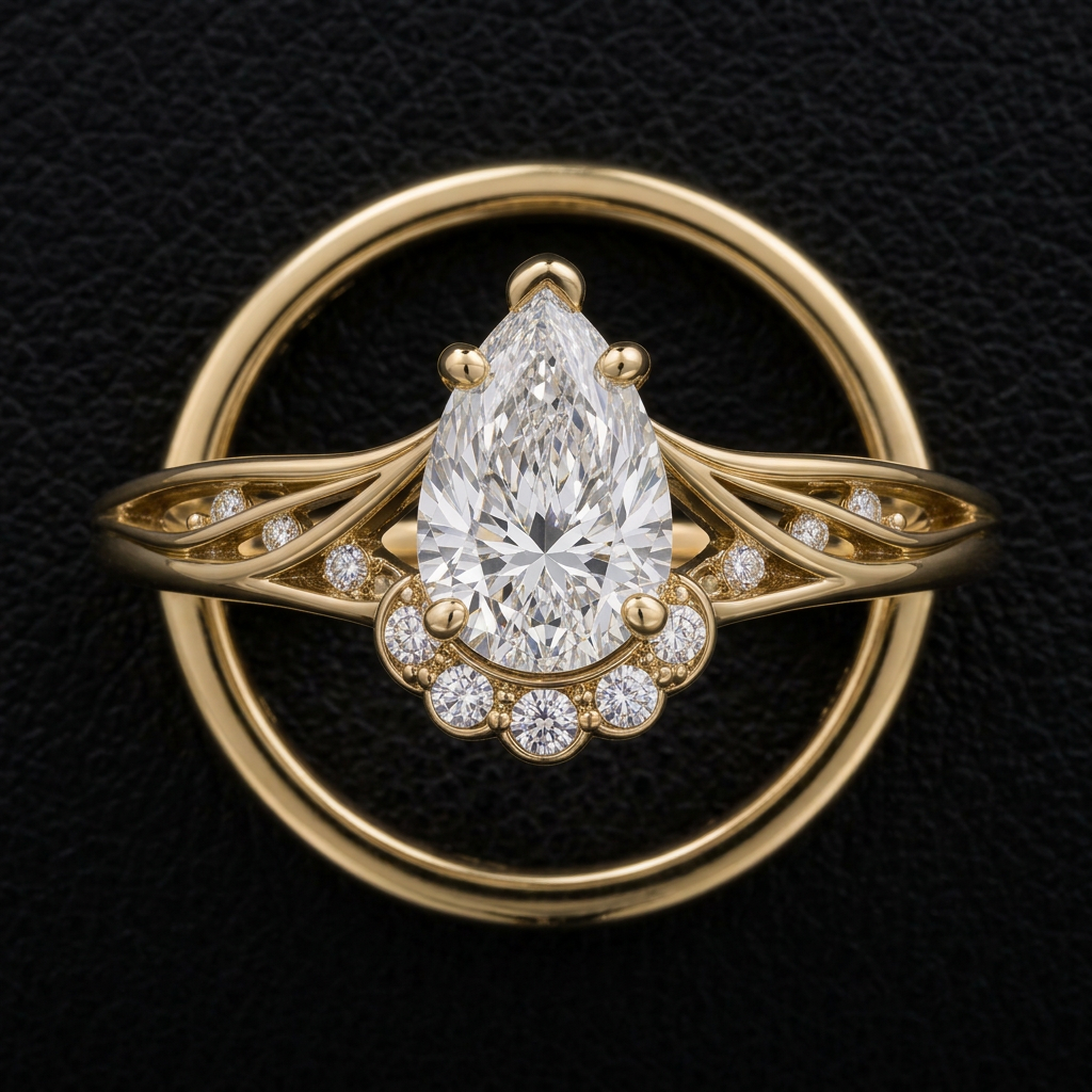 Lyra — Pear Hidden Halo Meteor Band — approved design render, top view