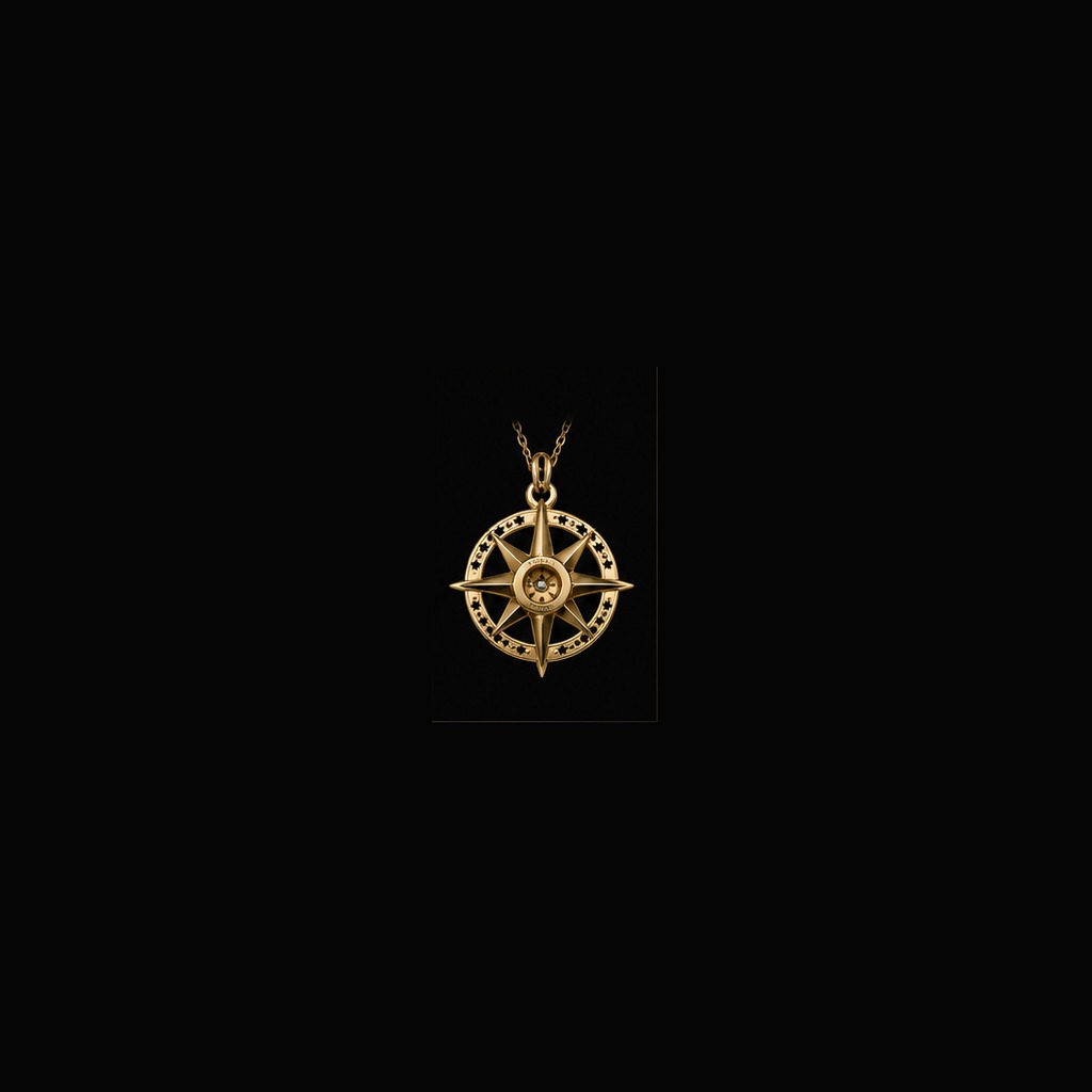 North-Star Pendant Necklace — Top view, 1.50ct / Round / 18ct Yellow Gold / Pendant