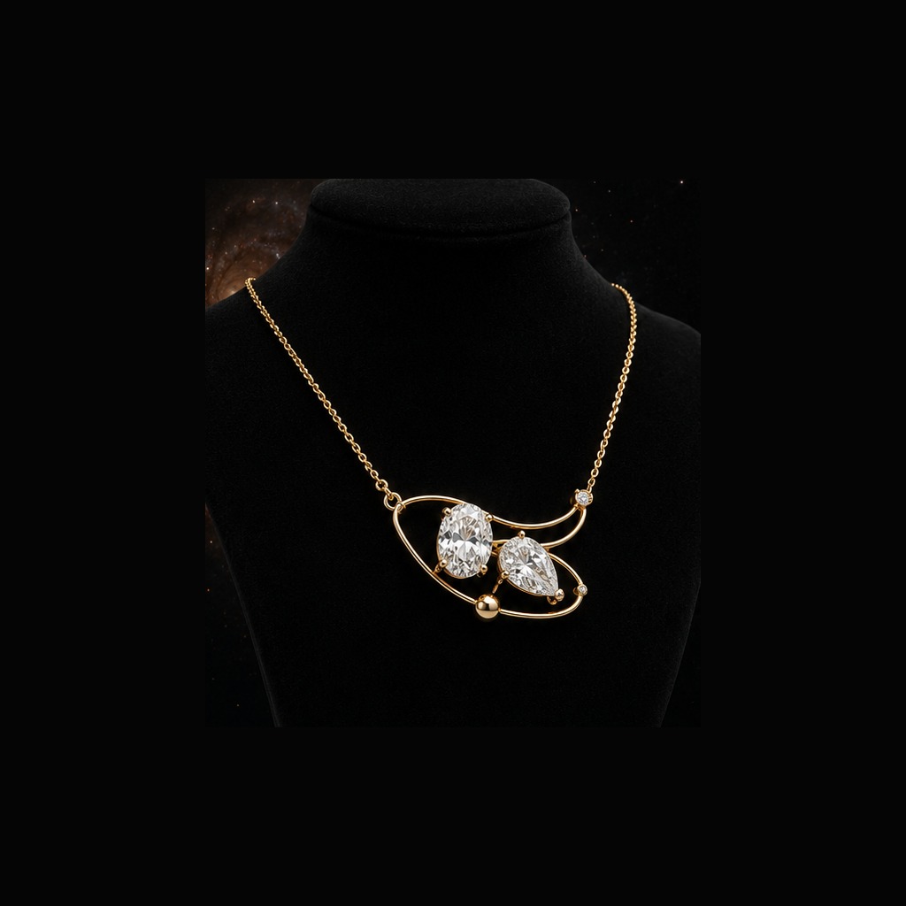 Twin-Stone Pendant Necklace — studio hero view