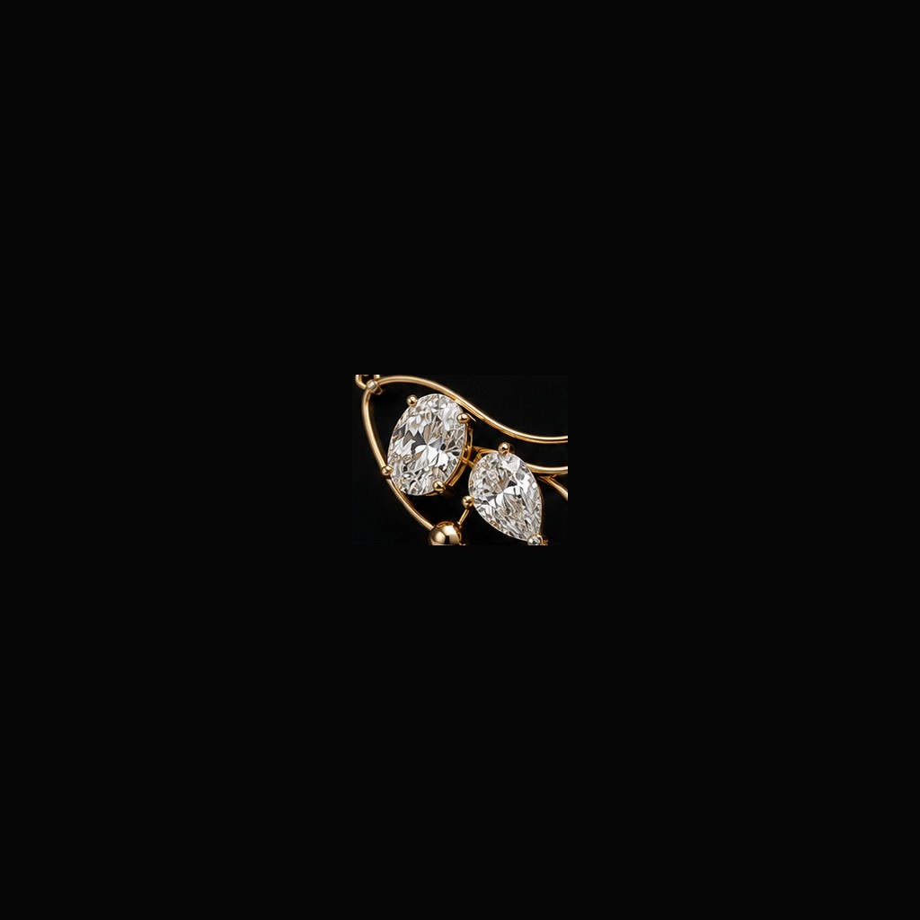 Twin-Stone Pendant Necklace — Macro view, 2.40ct / Oval / 18ct Yellow Gold / Twin-Stone Pendant