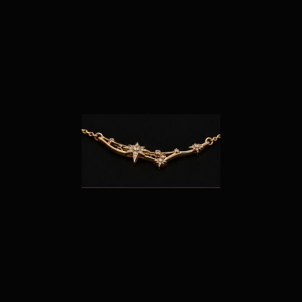 Cassiopeia Celestial Arc Necklace — Profile view, 0.58ct / Round / 18ct Yellow Gold / Pendant