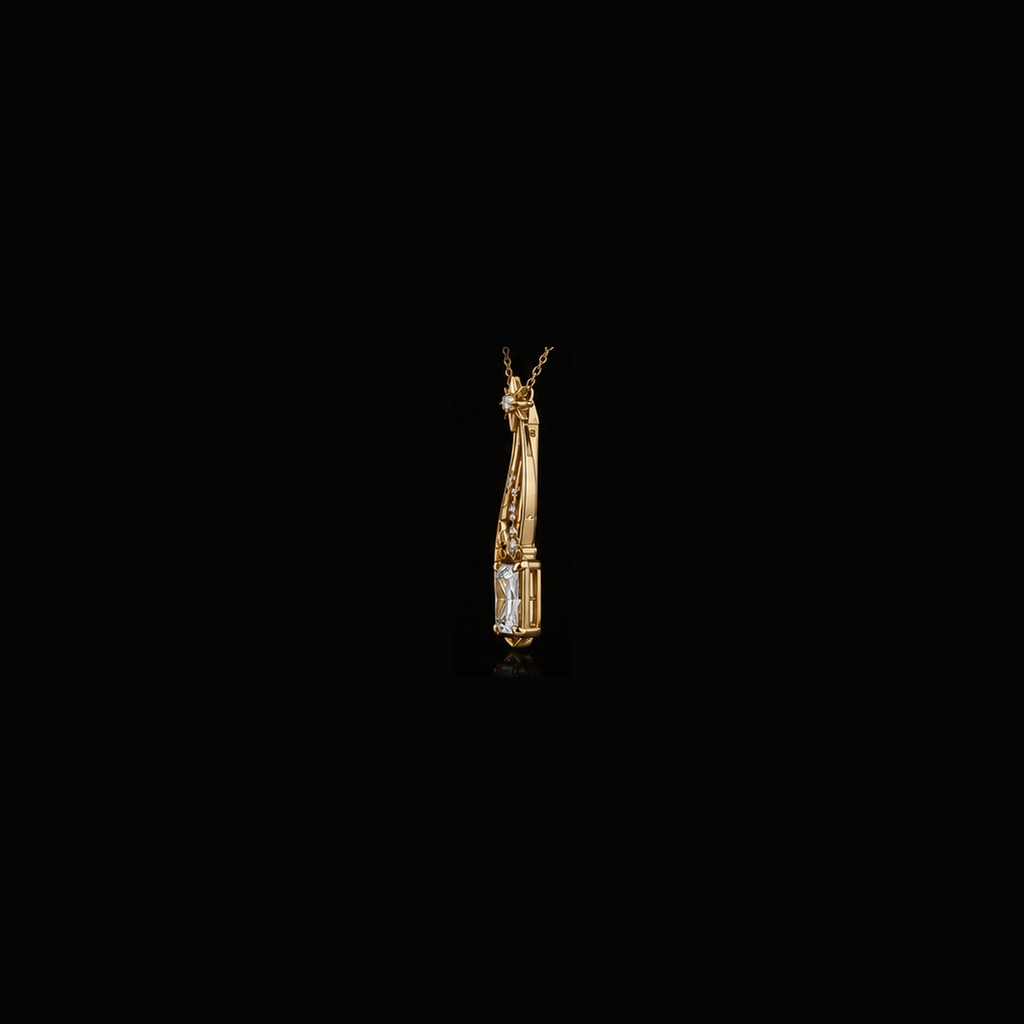 Altair Shooting Star Necklace — Profile view, 1.27ct / Radiant / 18ct Yellow Gold / Pendant
