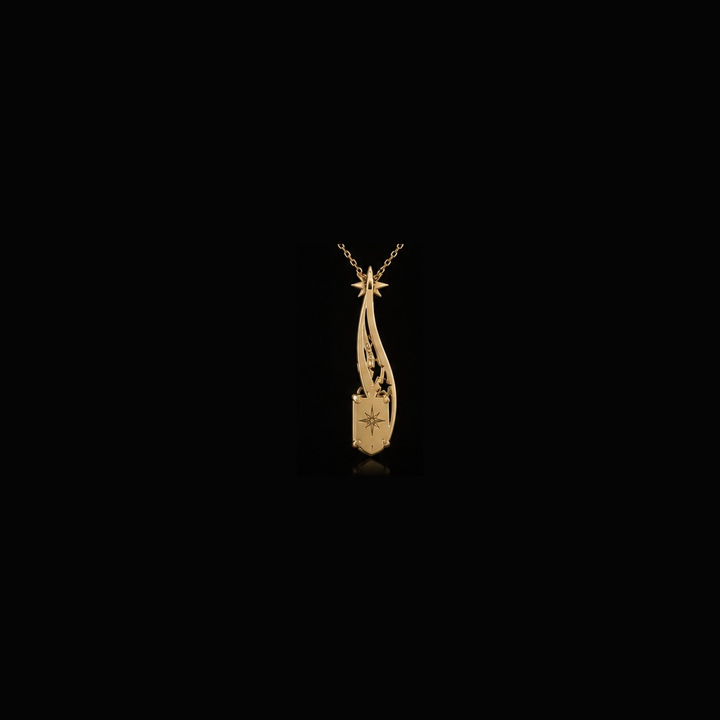 Altair Shooting Star Necklace — Top view, 1.27ct / Radiant / 18ct Yellow Gold / Pendant