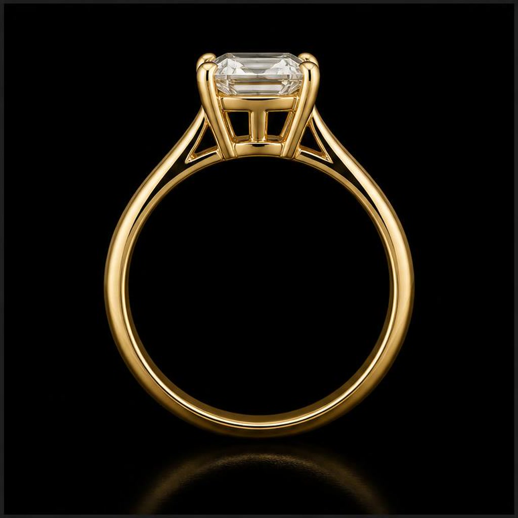 Meridian Emerald Solitaire — Profile view, 1.50ct / Emerald / 18ct Yellow Gold / Solitaire / Size M