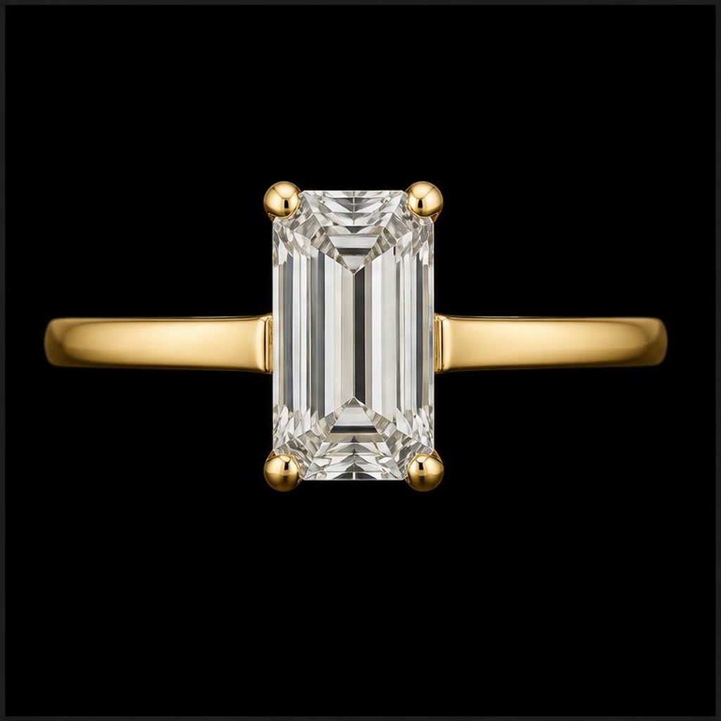 Meridian Emerald Solitaire — Top view, 1.50ct / Emerald / 18ct Yellow Gold / Solitaire / Size M
