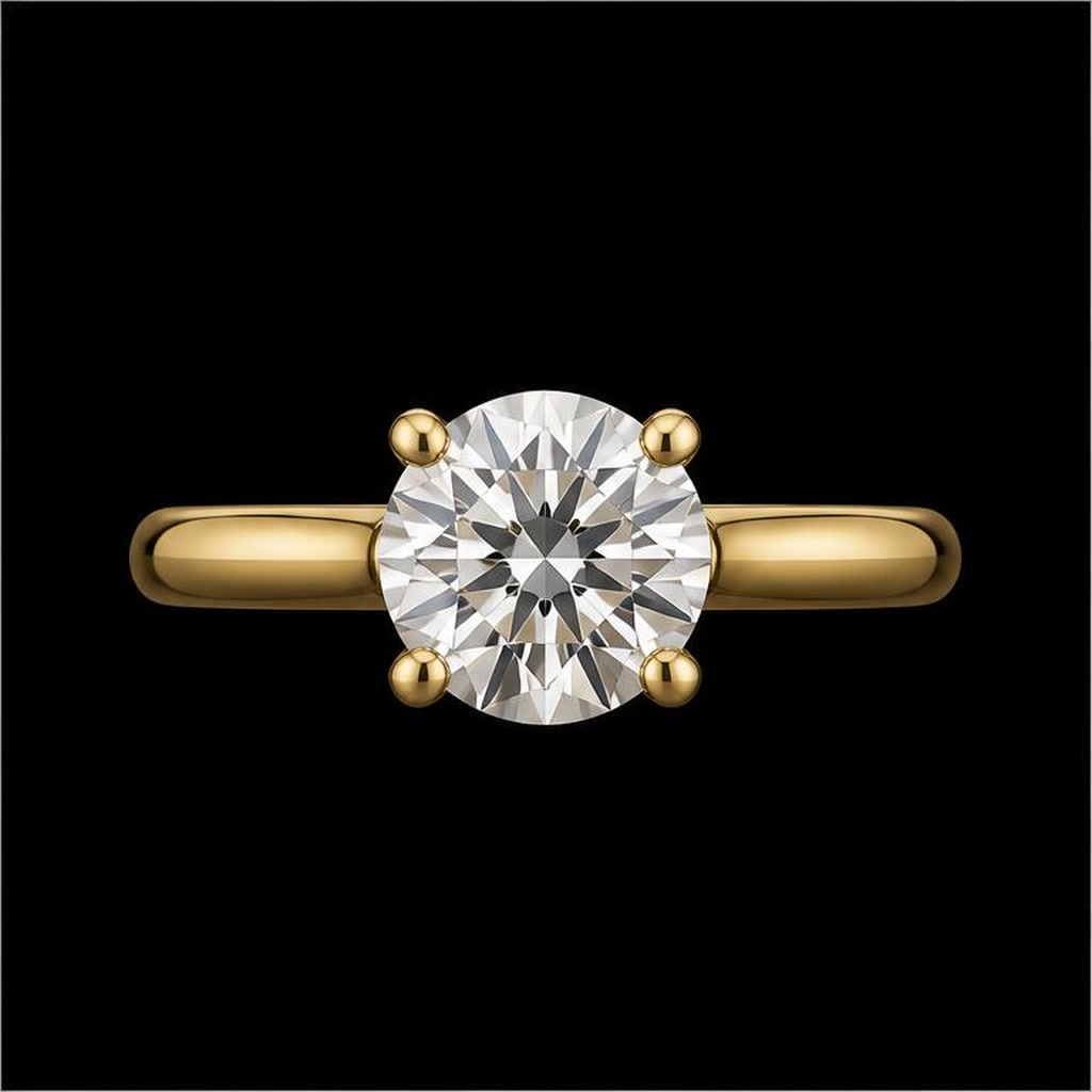 Meridian Round Solitaire — Top view, 1.50ct / Round / 18ct Yellow Gold / Solitaire / Size M