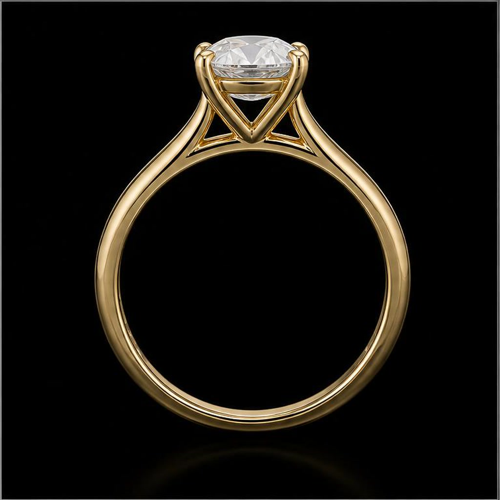 Meridian Oval Solitaire — Profile view, 1.50ct / Oval / 18ct Yellow Gold / Solitaire / Size M
