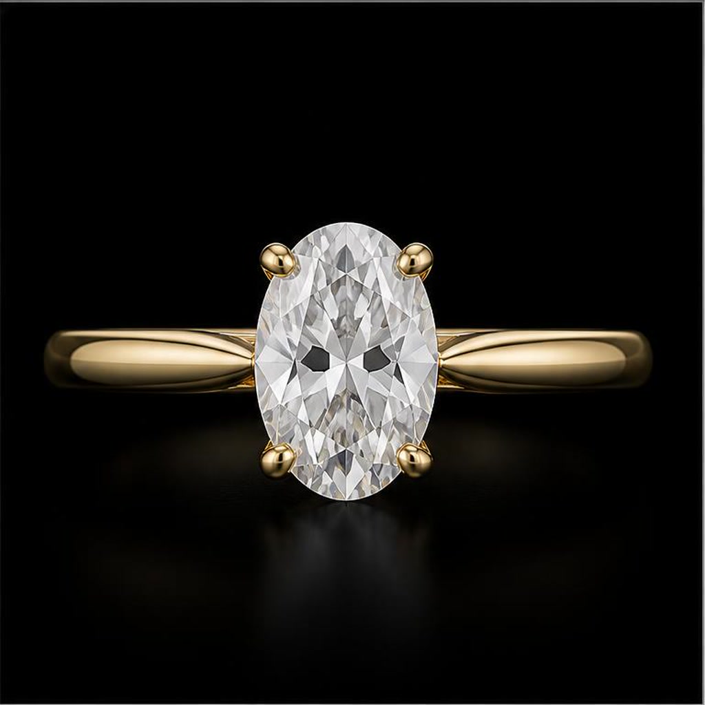 Meridian Oval Solitaire — Top view, 1.50ct / Oval / 18ct Yellow Gold / Solitaire / Size M