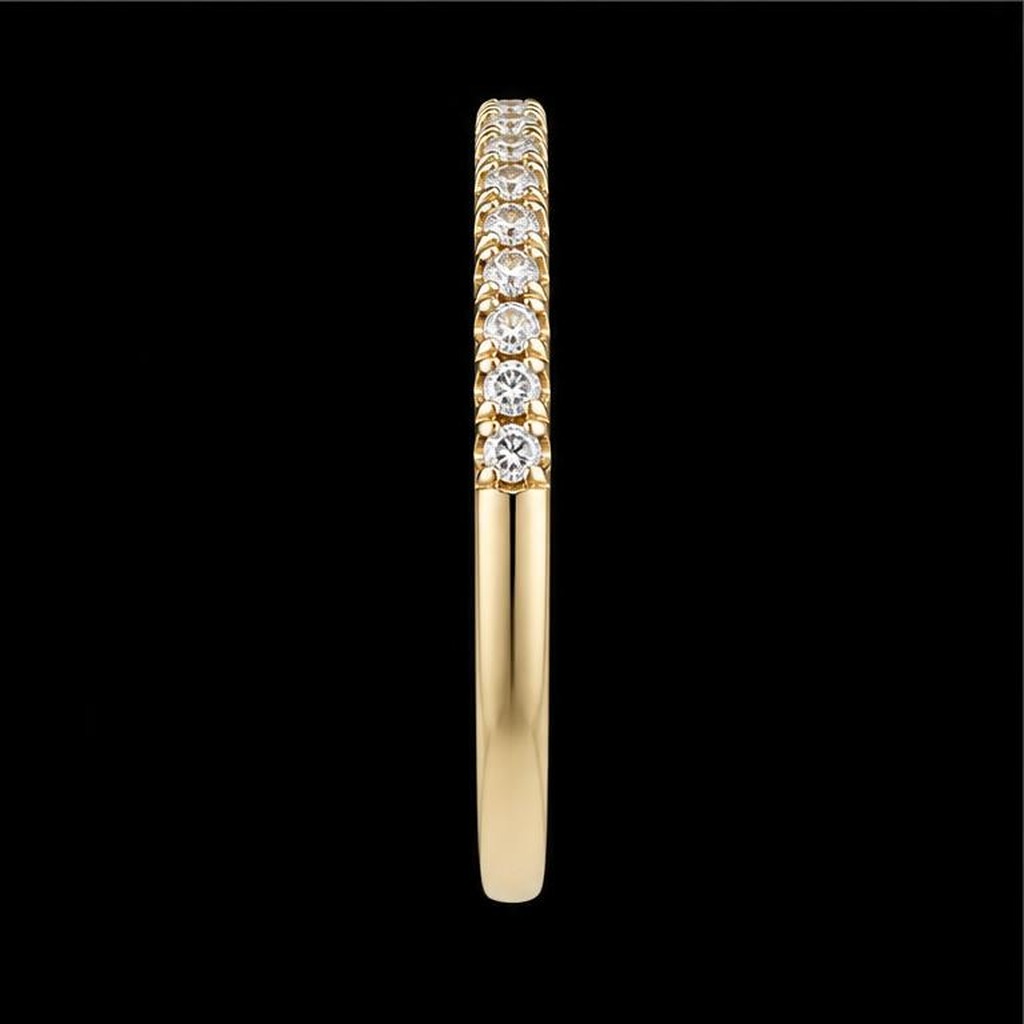 Meridian Pave Wedding Band — Profile view, 0.25ct / Round / 18ct Yellow Gold / Pave Band / Size M