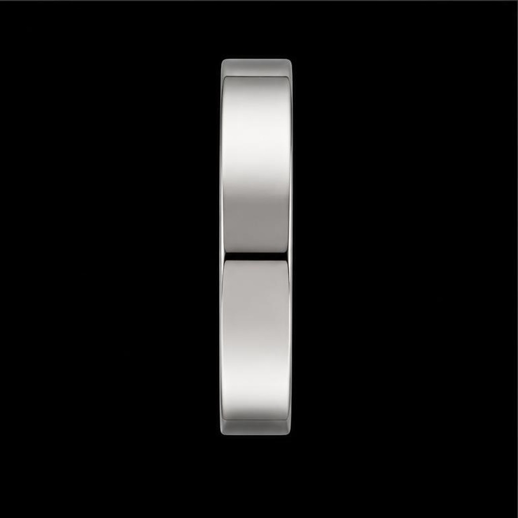 Meridian Flat Wedding Band — Profile view, 0.00ct / Round / Platinum 950 / Flat Band / Size M