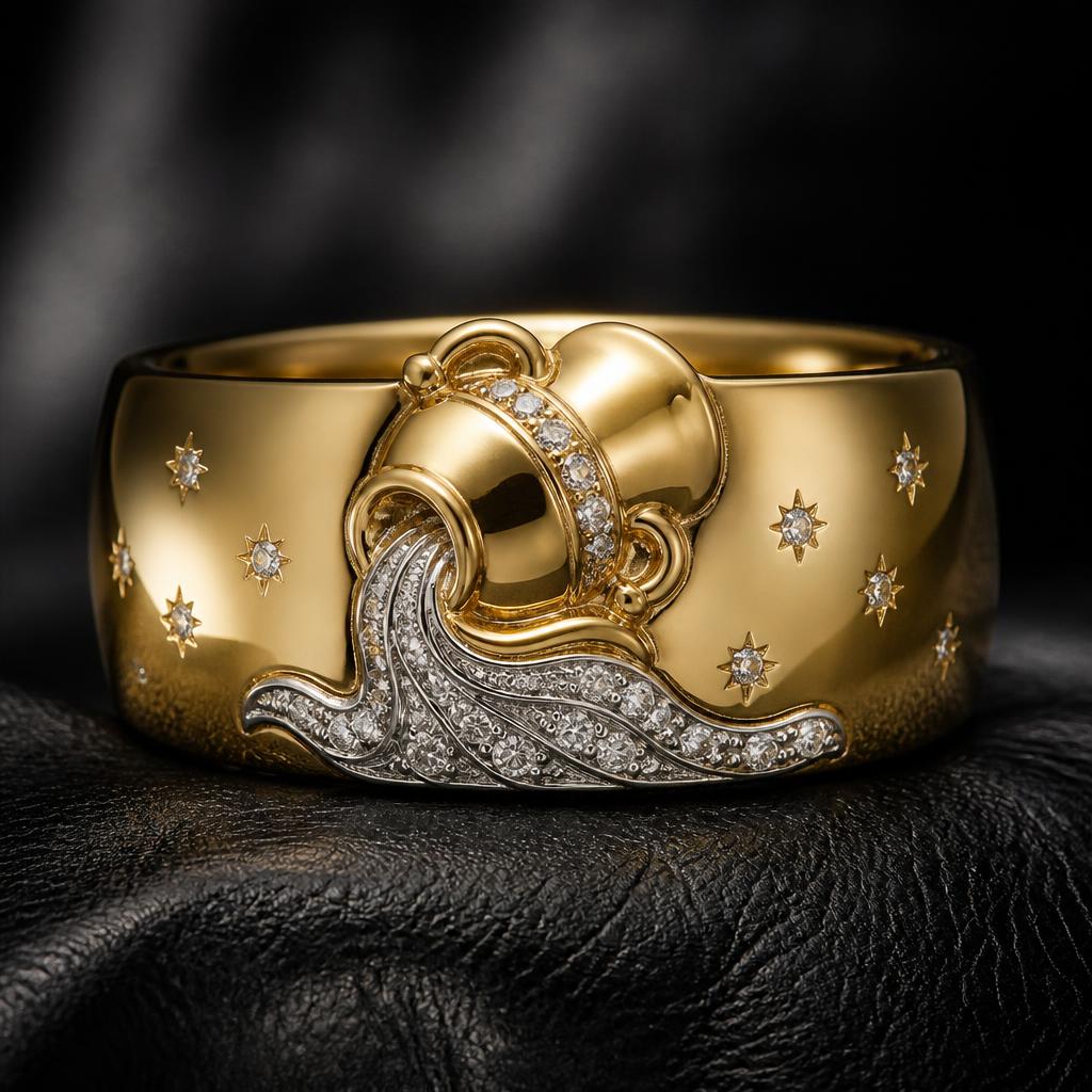 Aquarius Star Sign Men's band — product render