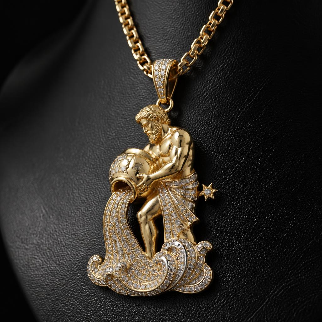 Aquarius Star Sign Men's chain — product render