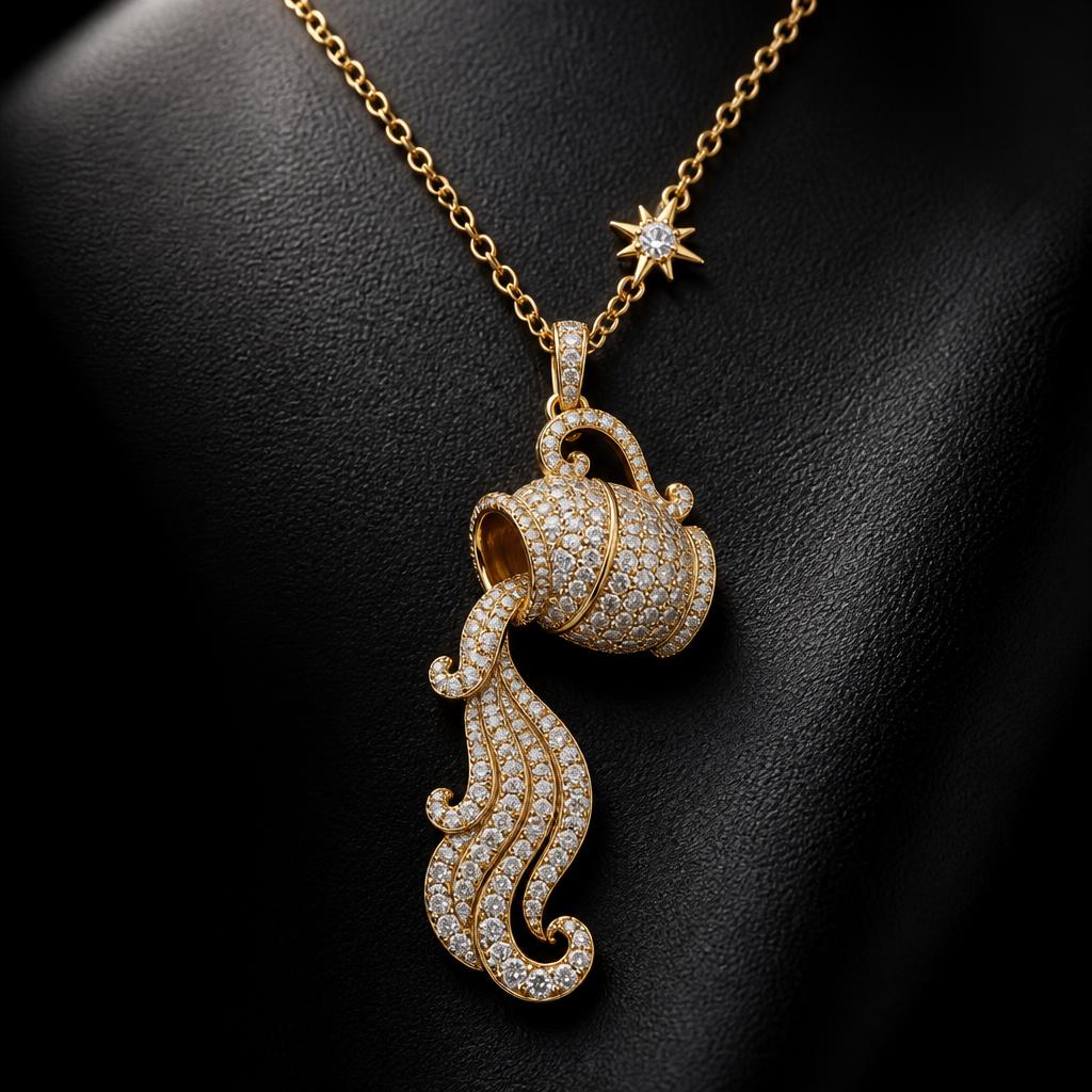 Aquarius Star Sign Necklace — product render