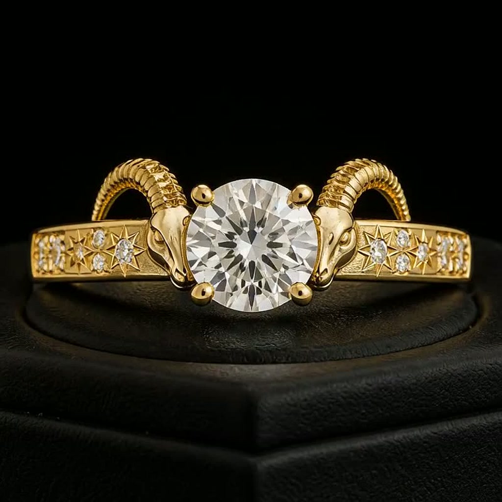 Capricorn Star Sign Engagement ring — rotating 360 view